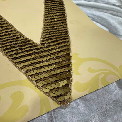 Elegant Golden Sequin Embellished Neckline Border
