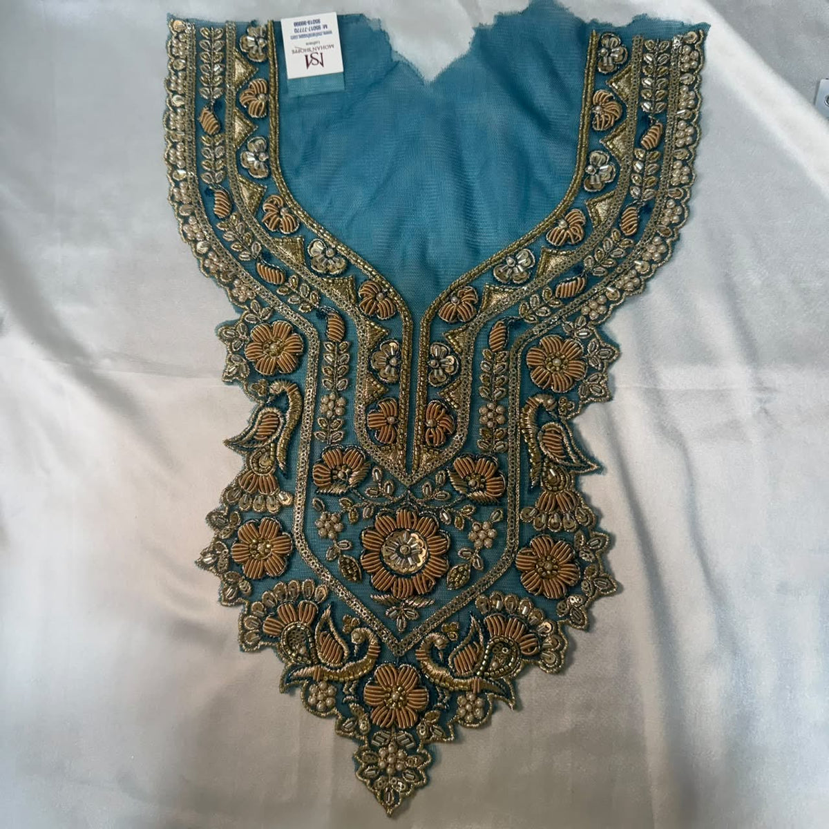 Designer Floral Zardozi Embroidered Neckline Patch