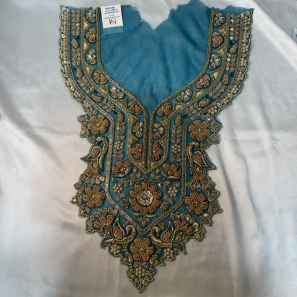 Designer Floral Zardozi Embroidered Neckline Patch