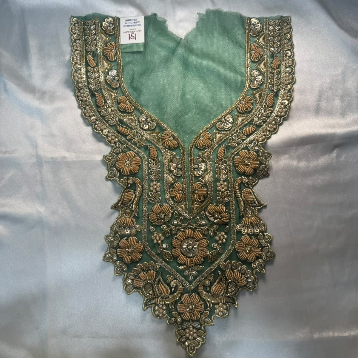 Designer Floral Zardozi Embroidered Neckline Patch