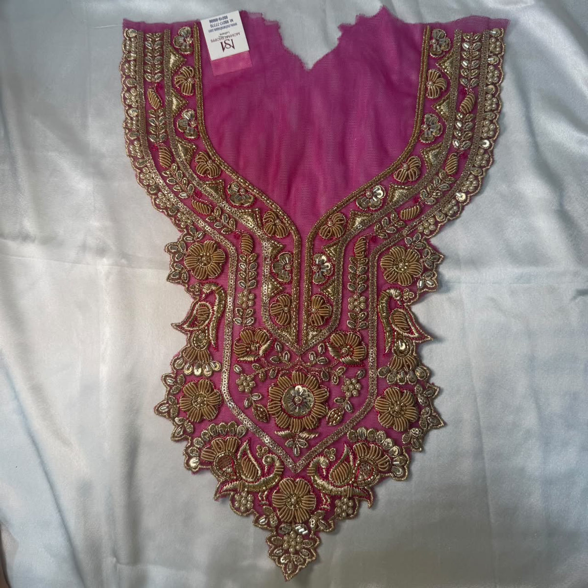 Designer Floral Zardozi Embroidered Neckline Patch