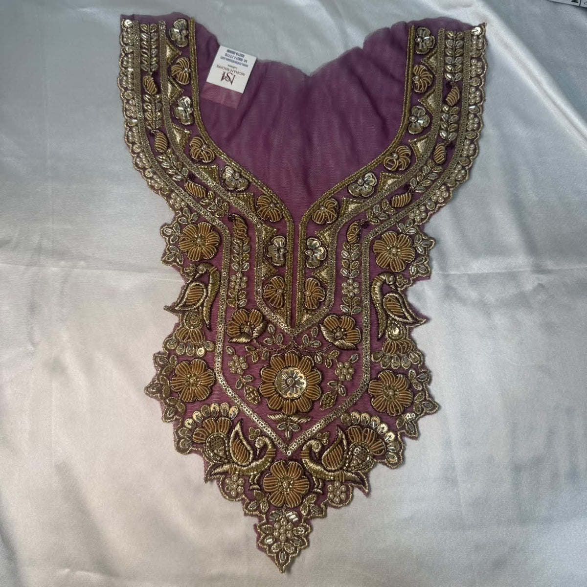 Designer Floral Zardozi Embroidered Neckline Patch