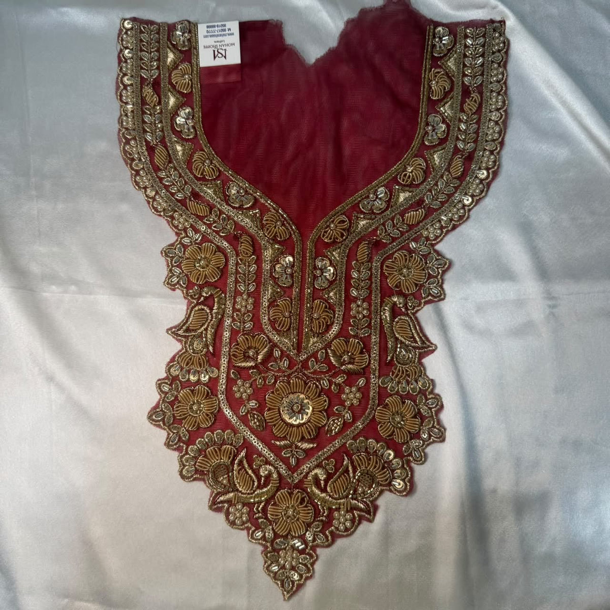 Designer Floral Zardozi Embroidered Neckline Patch