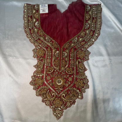 Designer Floral Zardozi Embroidered Neckline Patch