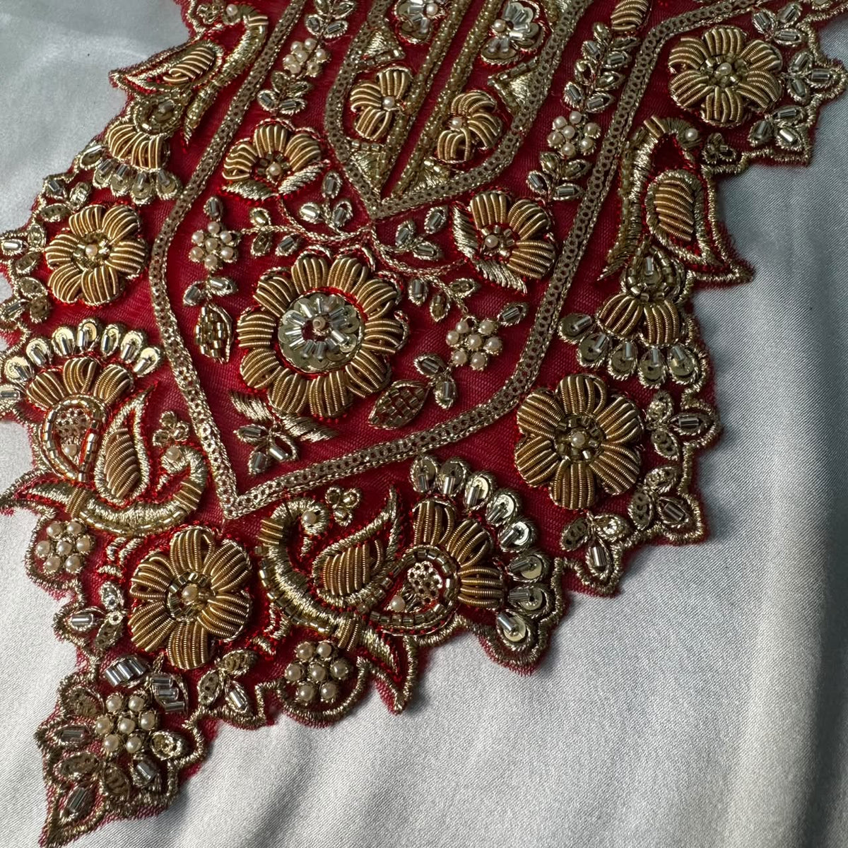 Designer Floral Zardozi Embroidered Neckline Patch