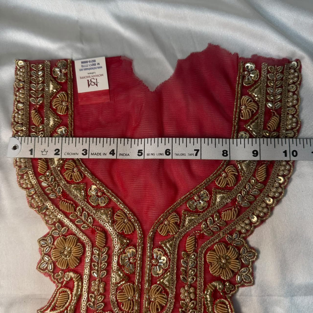 Designer Floral Zardozi Embroidered Neckline Patch