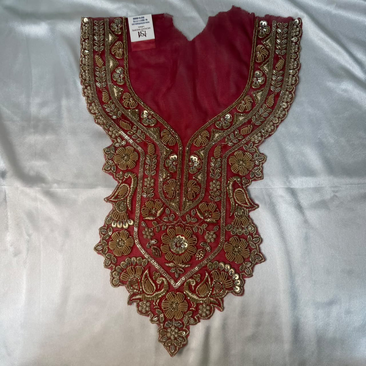 Designer Floral Zardozi Embroidered Neckline Patch