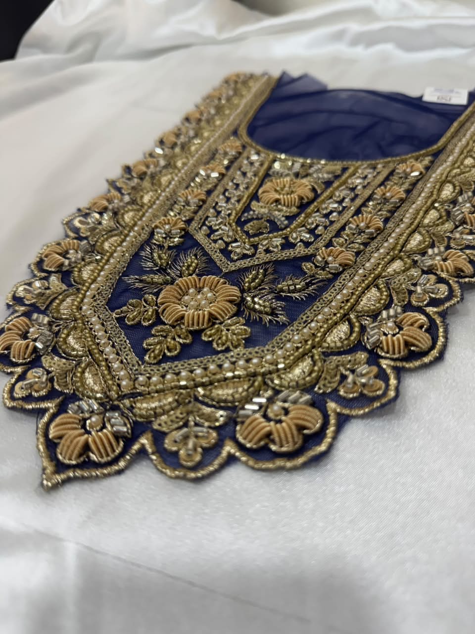 Traditional Zari and beads Work Neck Patch for Suit