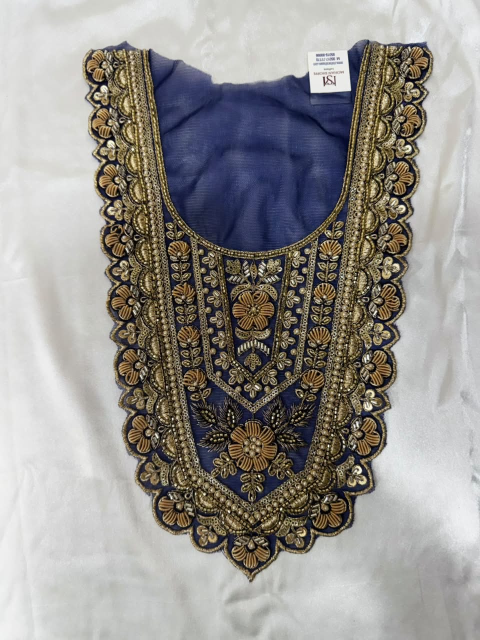 Traditional Zari and beads Work Neck Patch for Suit