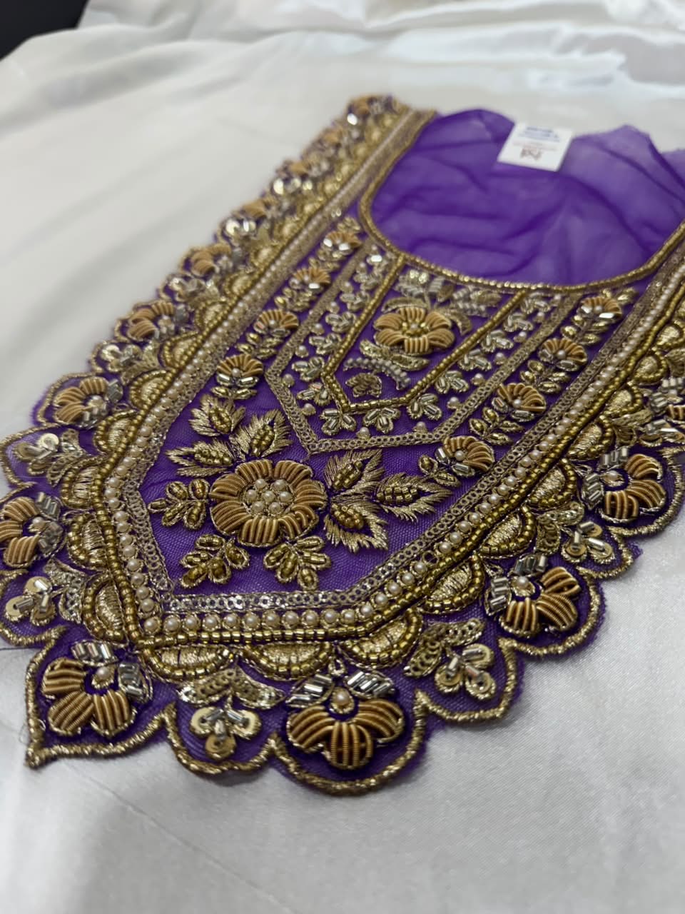 Traditional Zari and beads Work Neck Patch for Suit