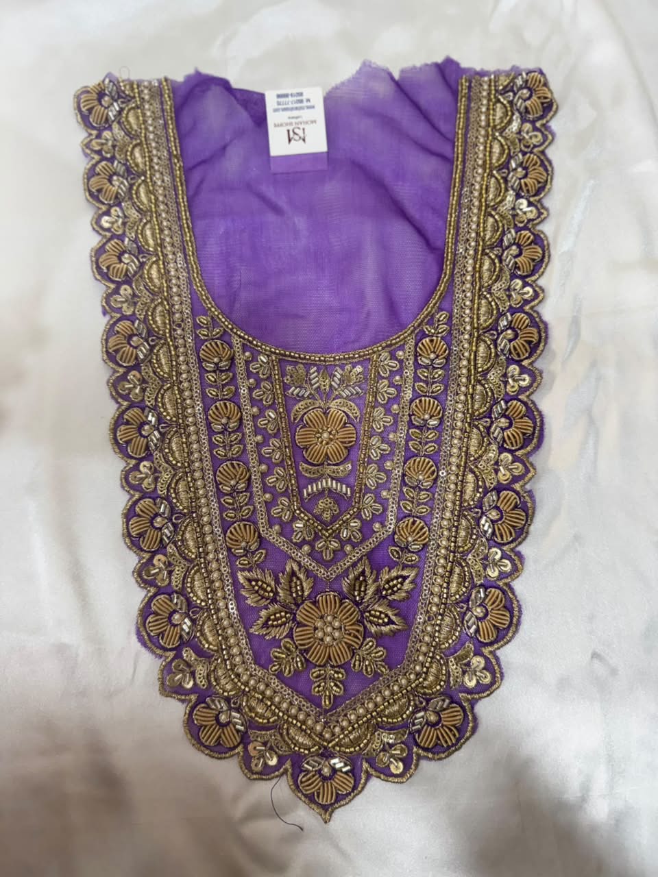 Traditional Zari and beads Work Neck Patch for Suit