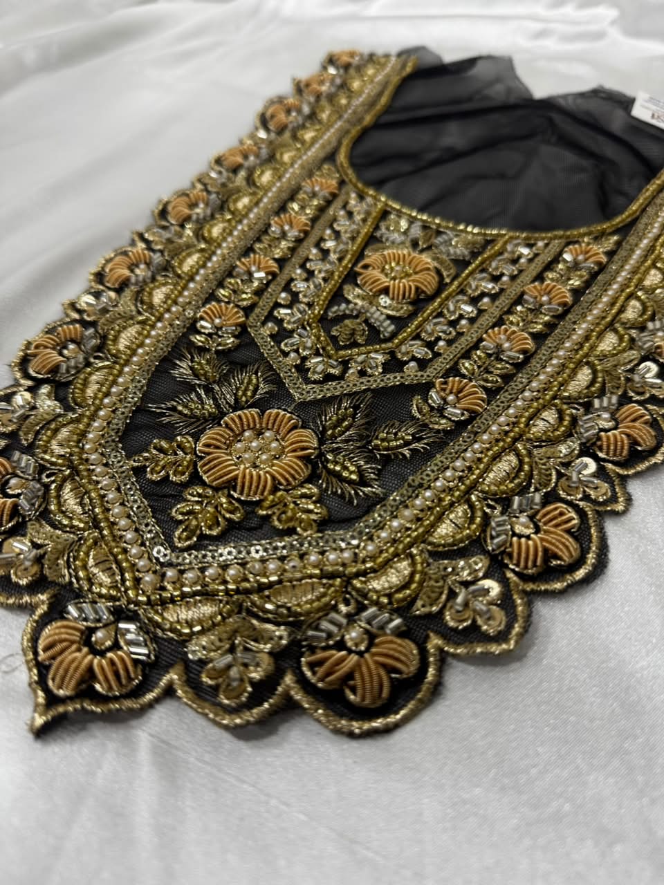 Traditional Zari and beads Work Neck Patch for Suit