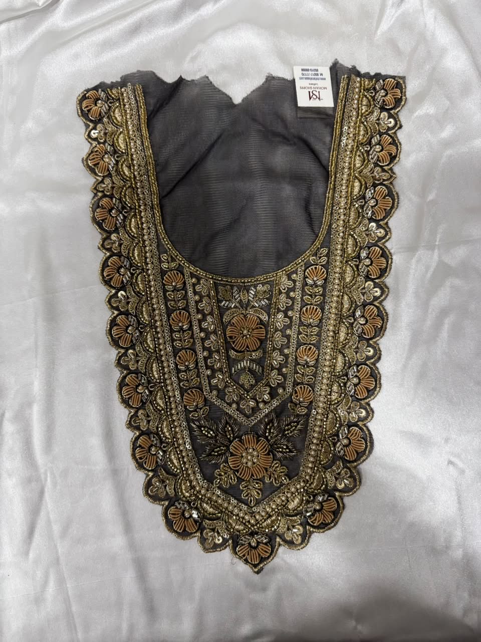 Traditional Zari and beads Work Neck Patch for Suit