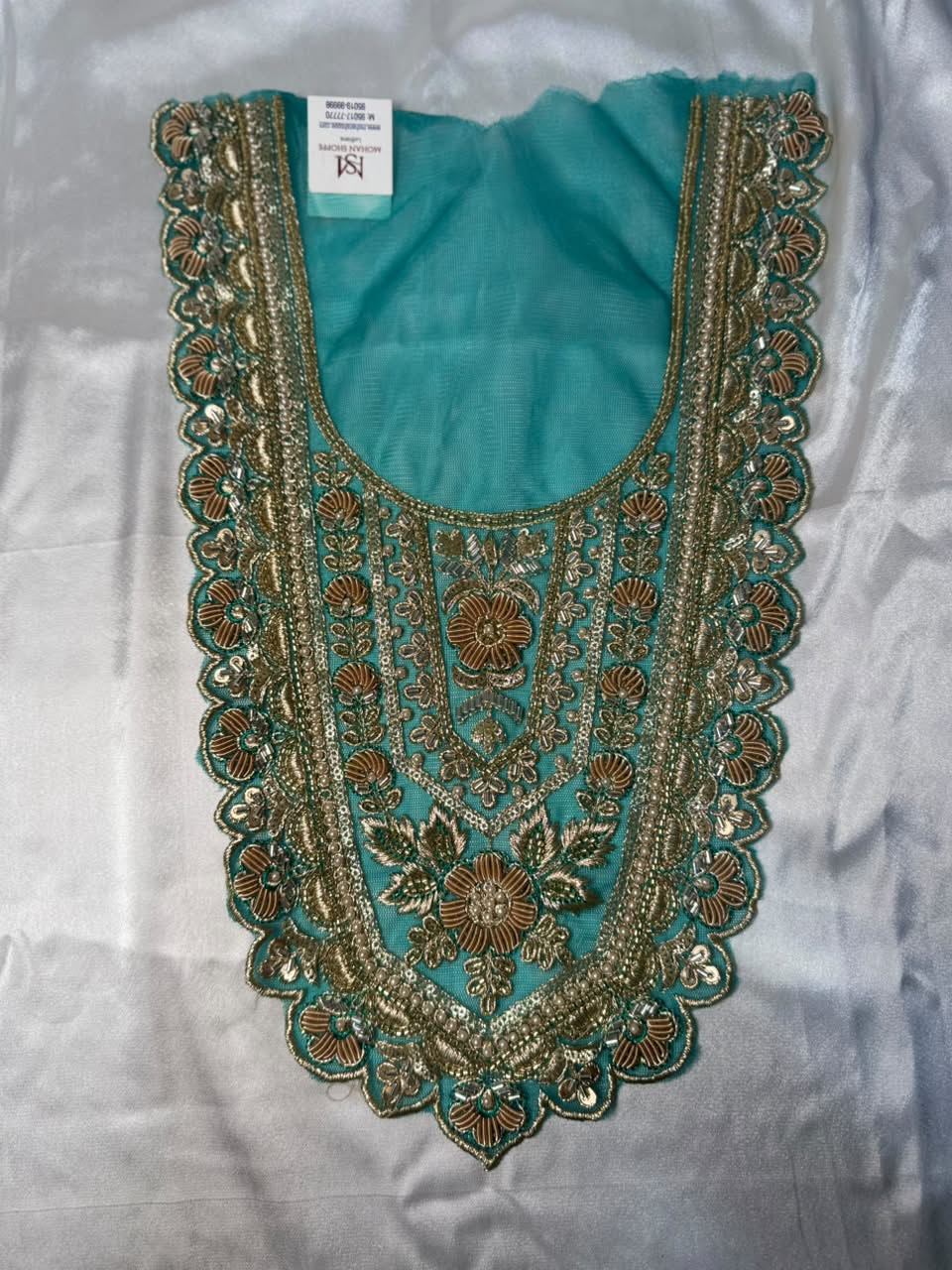 Traditional Zari and beads Work Neck Patch for Suit