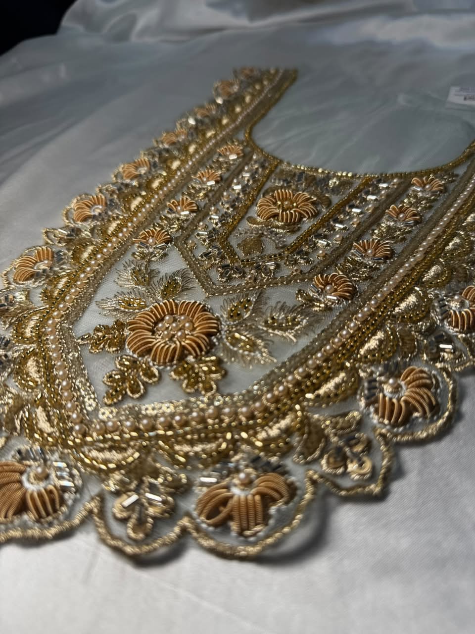 Traditional Zari and beads Work Neck Patch for Suit