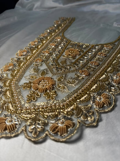 Traditional Zari and beads Work Neck Patch for Suit