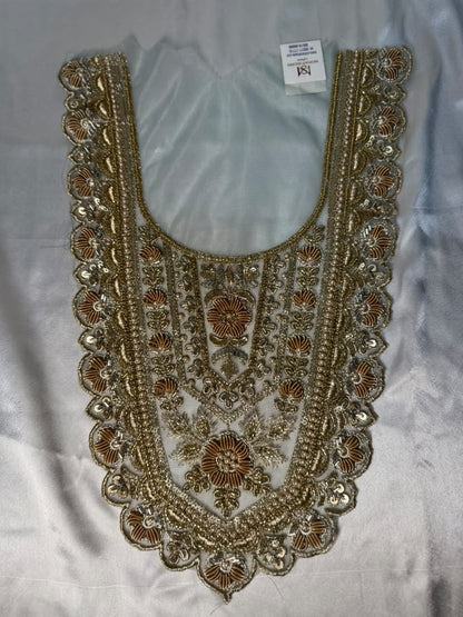 Traditional Zari and beads Work Neck Patch for Suit