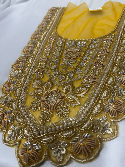 Traditional Zari and beads Work Neck Patch for Suit