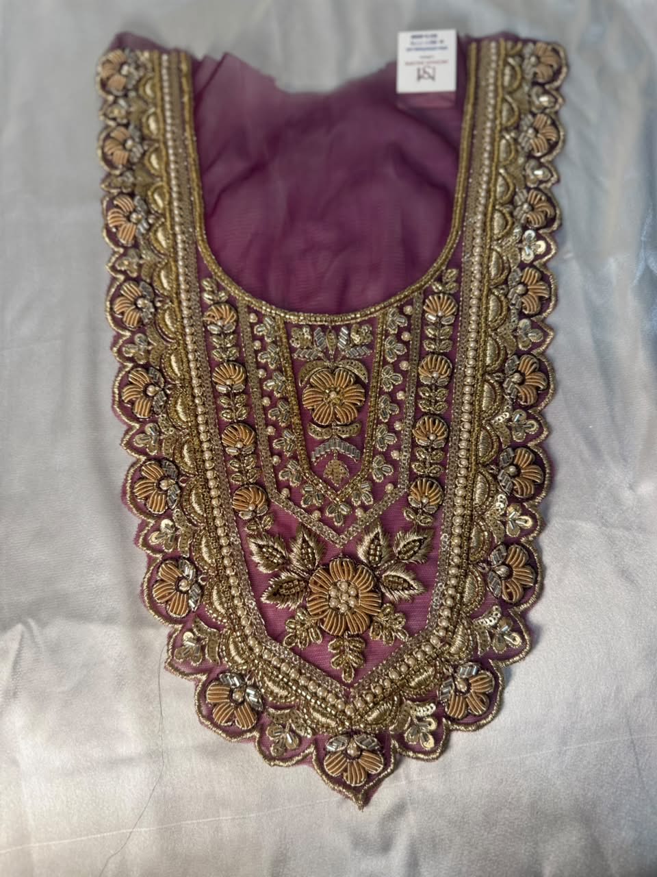 Traditional Zari and beads Work Neck Patch for Suit