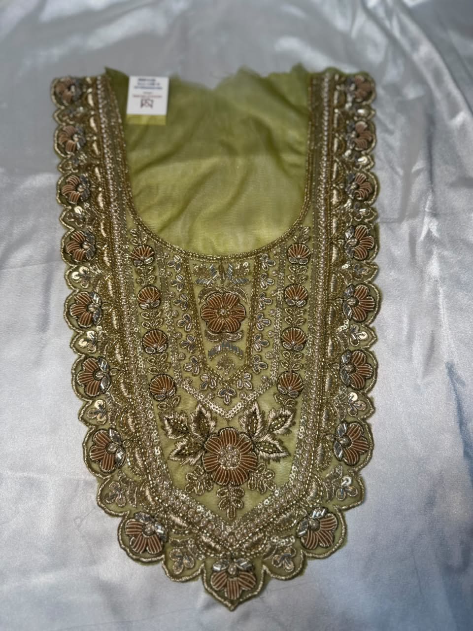 Traditional Zari and beads Work Neck Patch for Suit