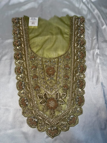 Traditional Zari and beads Work Neck Patch for Suit