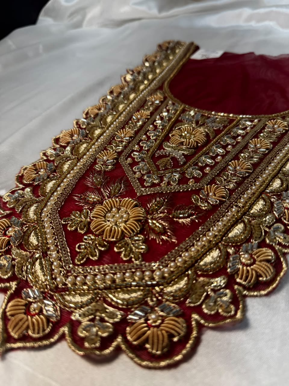 Traditional Zari and beads Work Neck Patch for Suit