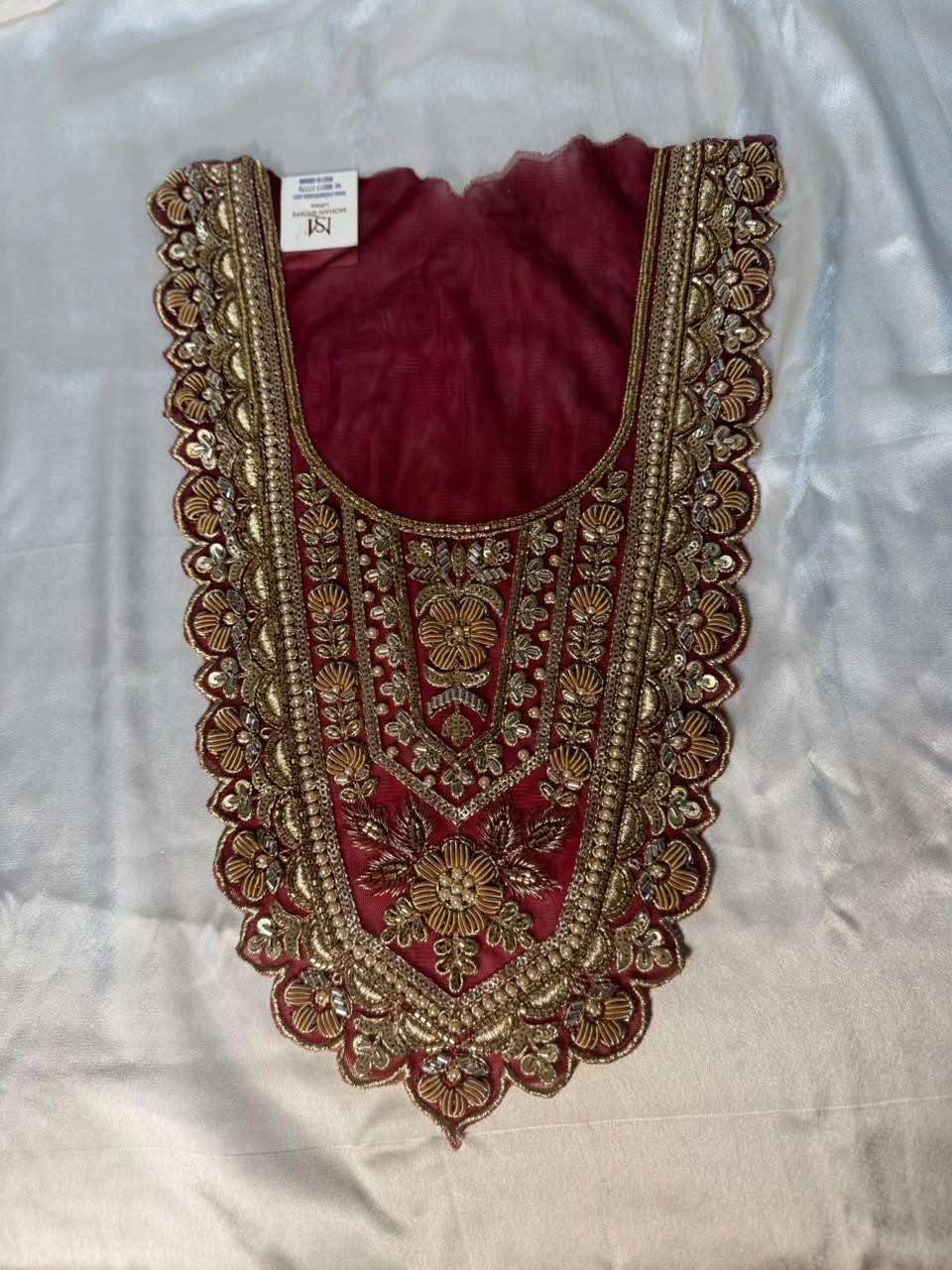 Traditional Zari and beads Work Neck Patch for Suit