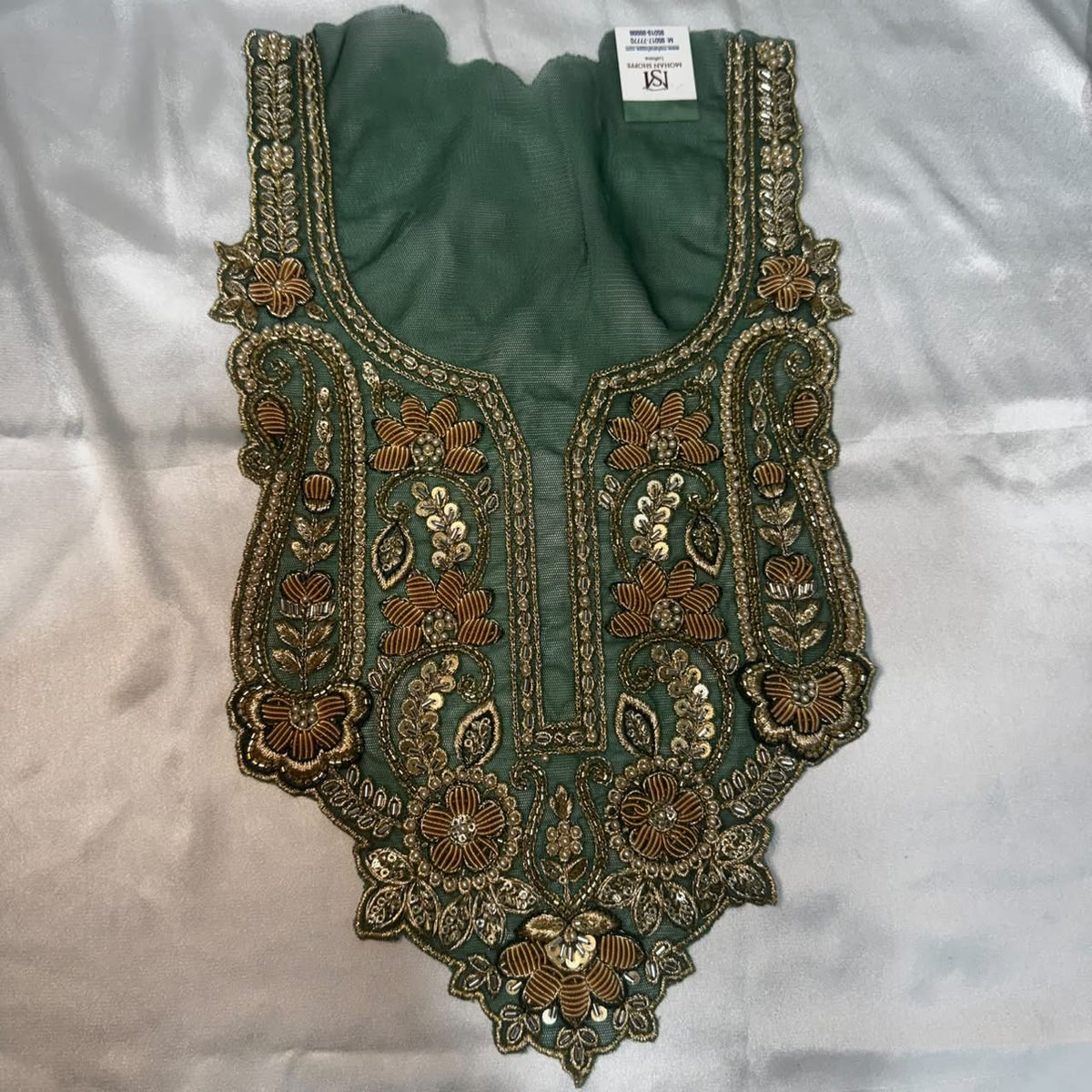 Designer Floral Zardozi Embroidered Neckline Patch for Salwar Suit, Kurti & Ethnic Wear