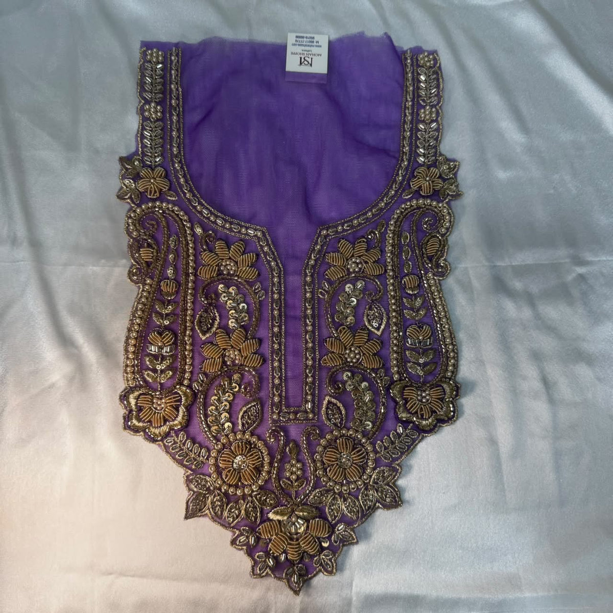 Designer Floral Zardozi Embroidered Neckline Patch for Salwar Suit, Kurti & Ethnic Wear