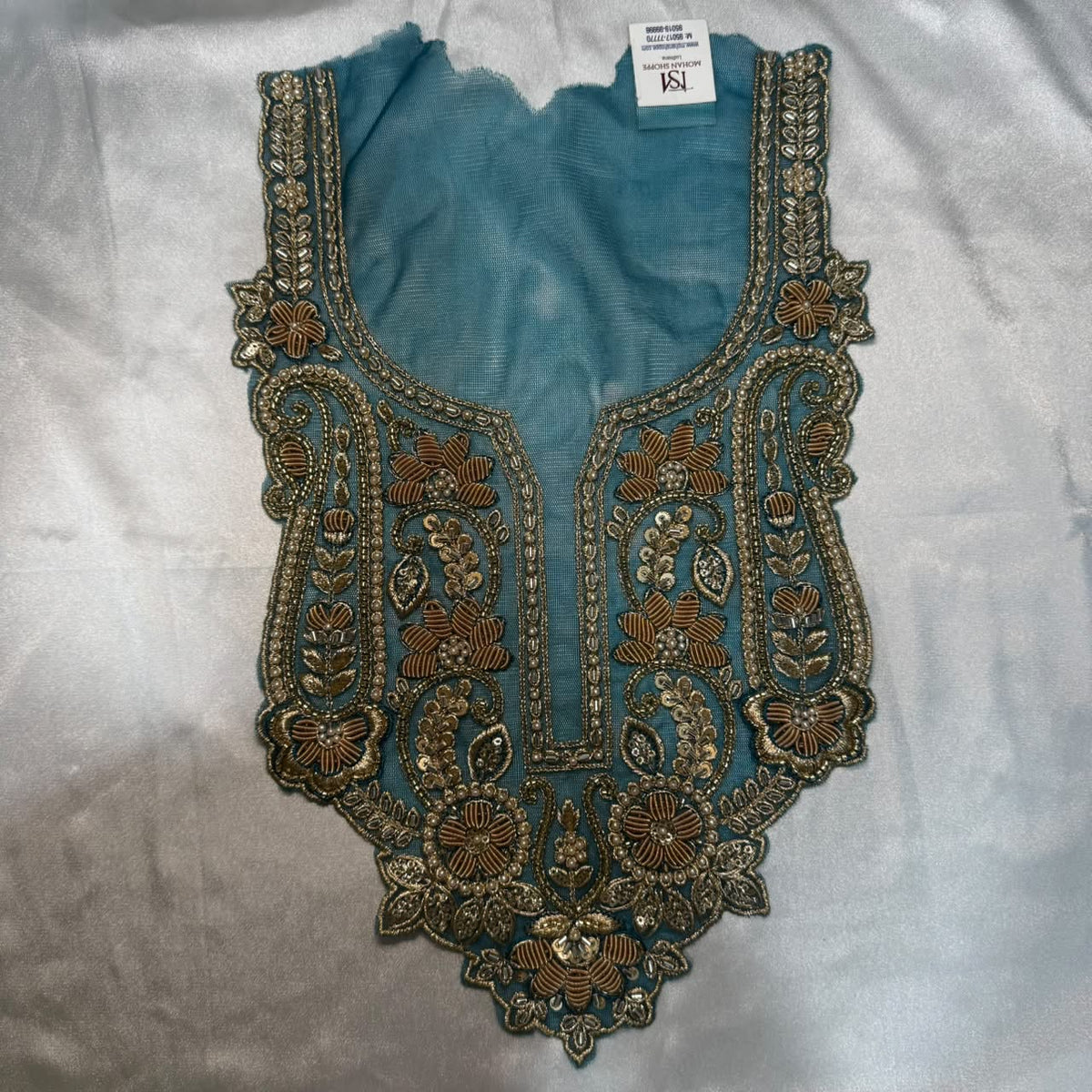 Designer Floral Zardozi Embroidered Neckline Patch for Salwar Suit, Kurti & Ethnic Wear