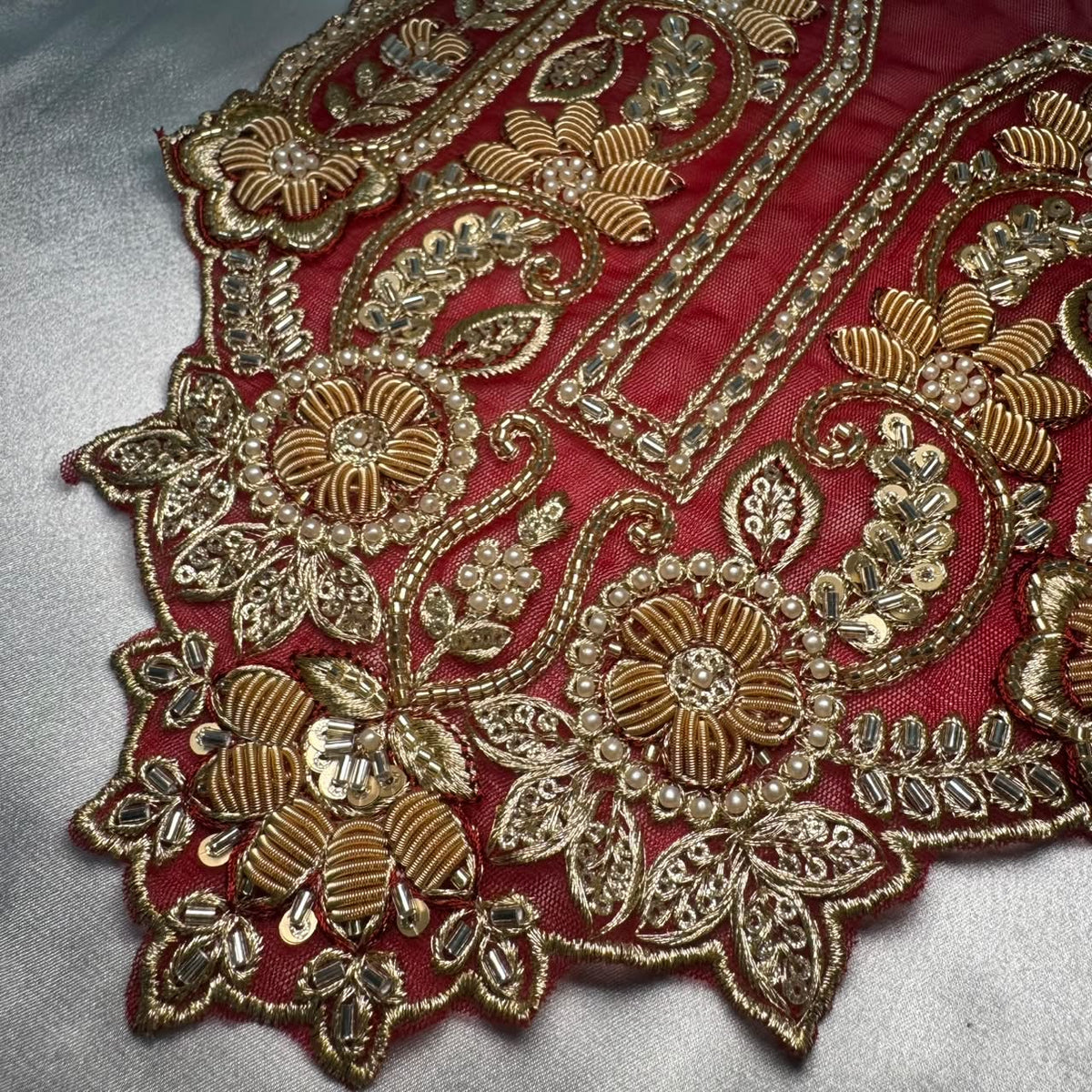 Designer Floral Zardozi Embroidered Neckline Patch for Salwar Suit, Kurti & Ethnic Wear