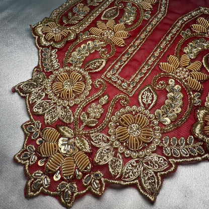 Designer Floral Zardozi Embroidered Neckline Patch for Salwar Suit, Kurti & Ethnic Wear
