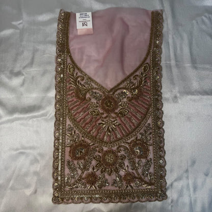 Premium Zardozi Embroidered Neckline Patch with Floral, Pearl, Bead & Sequin Work for Suits and Blouses
