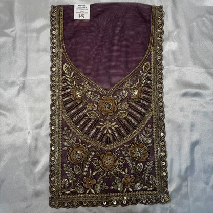 Premium Zardozi Embroidered Neckline Patch with Floral, Pearl, Bead & Sequin Work for Suits and Blouses