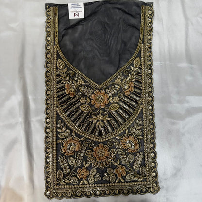 Premium Zardozi Embroidered Neckline Patch with Floral, Pearl, Bead & Sequin Work for Suits and Blouses
