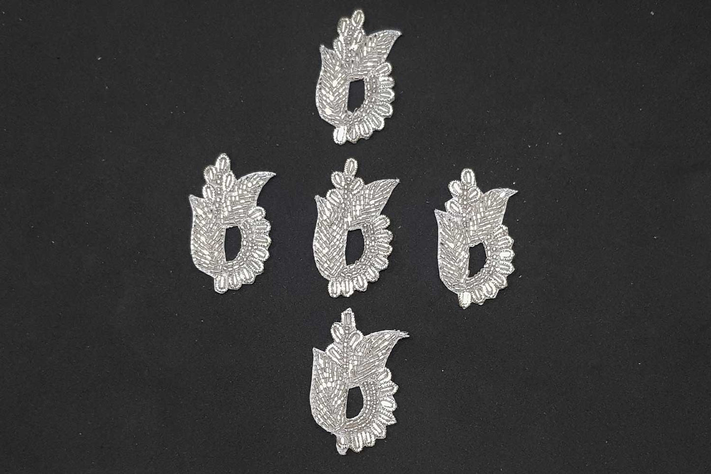 Silver Color Cutdana Nakshi Work Hand Embroidery Zardozi Patch