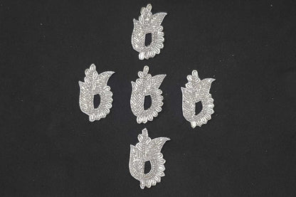 Silver Color Cutdana Nakshi Work Hand Embroidery Zardozi Patch