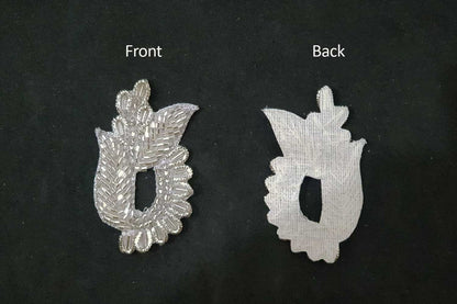 Silver Color Cutdana Nakshi Work Hand Embroidery Zardozi Patch