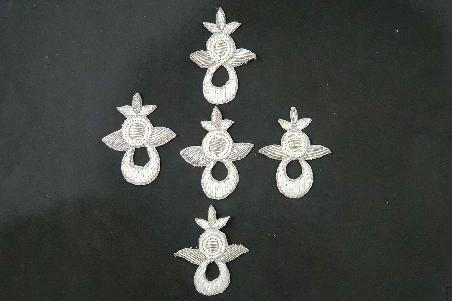 Silver Cutdana Nakshi Work Hand Embroidery Zardozi Patch