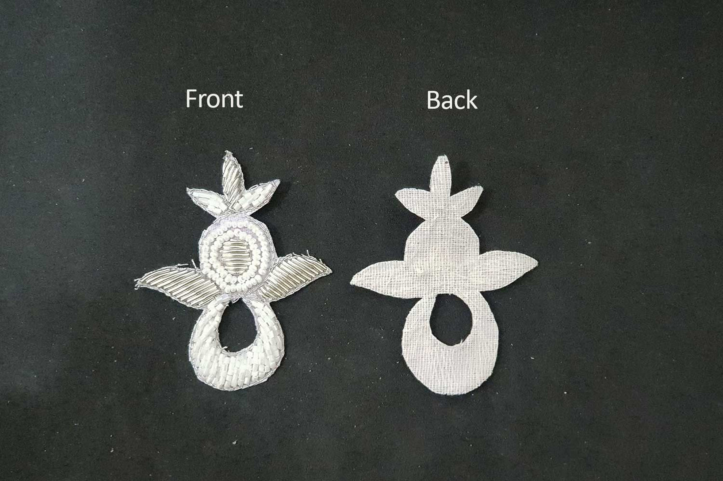 Silver Cutdana Nakshi Work Hand Embroidery Zardozi Patch