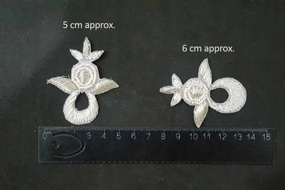 Silver Cutdana Nakshi Work Hand Embroidery Zardozi Patch