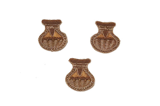 Dull Golden Pot Shape Dabka Work Handmade Zardozi Patch
