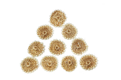 Zari and Pearl Beads Work Hand Embroidery Zardozi Patch