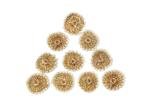 Zari and Pearl Beads Work Hand Embroidery Zardozi Patch