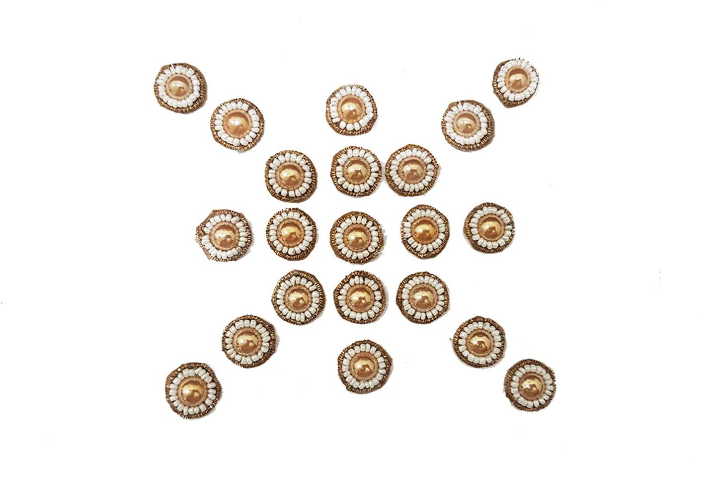 Antique Gold color 20 Pieces Small Butti Patches with Pearls