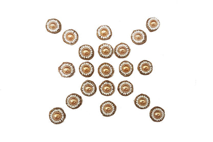 Antique Gold color 20 Pieces Small Butti Patches with Pearls