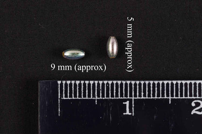 Silver Rainbow Color Oval/Surahi Shape Plastic Beads Package of 50 Grams