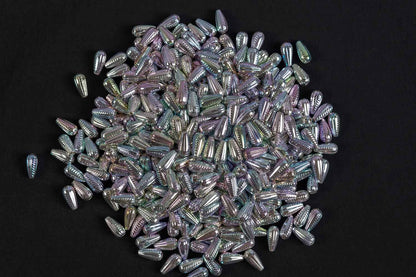 Silver Rainbow Color Drop Shape Plastic Beads Package of 50 Grams