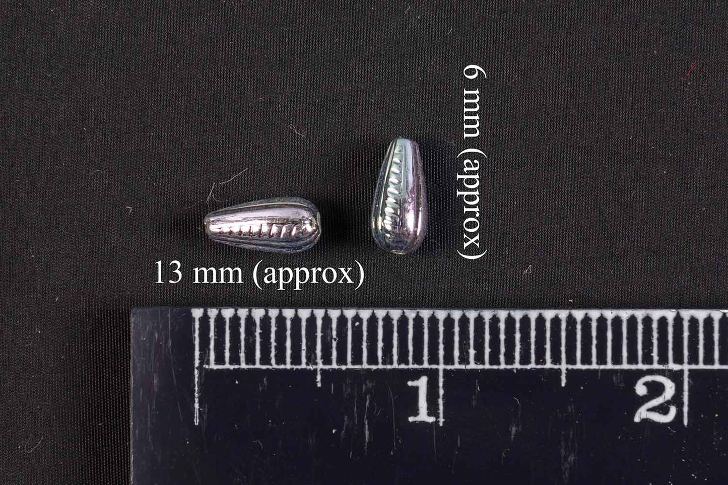 Silver Rainbow Color Drop Shape Plastic Beads Package of 50 Grams