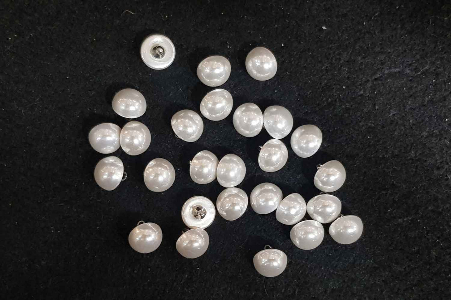 Pack of 10 Pieces White Color Semi-Circle Pearl Buttons